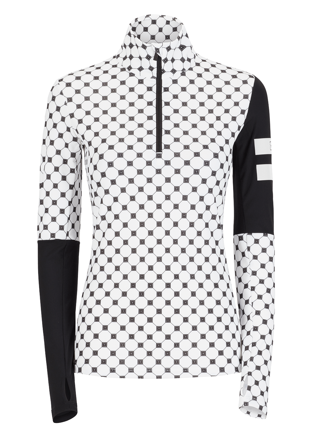 Onemore 681 -T-Neck With Half Zip Printed Logob./Black/White